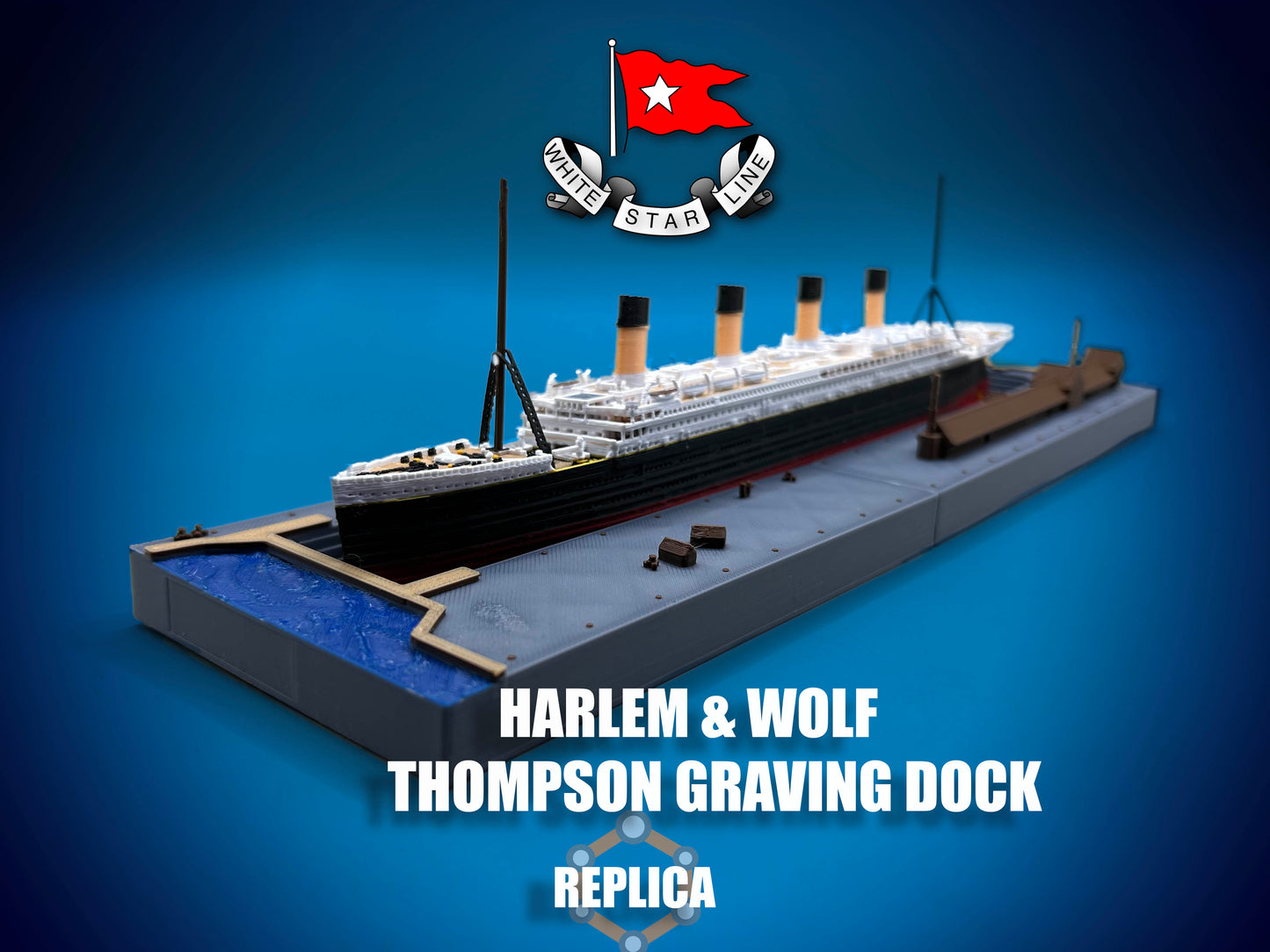 RMS Titanic Dry Dock Model / Thompson Graving Dock Replica Base, Harland & Wolff Shipyard Belfast Ireland 14 Inches in Length