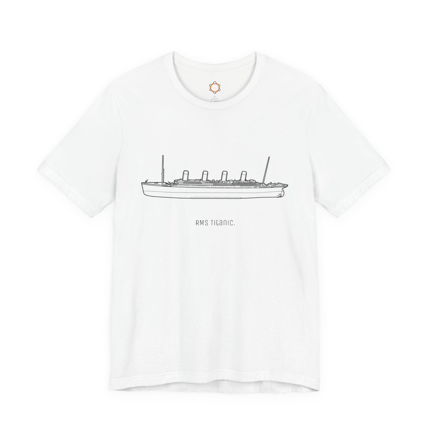 RMS Titanic Outline Tee — Minimal RMS Titanic Sketch T-Shirt