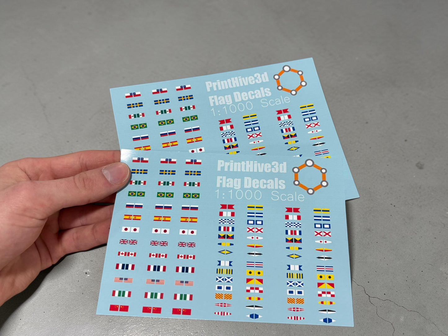 1:1000 Model Ship Flag Decals