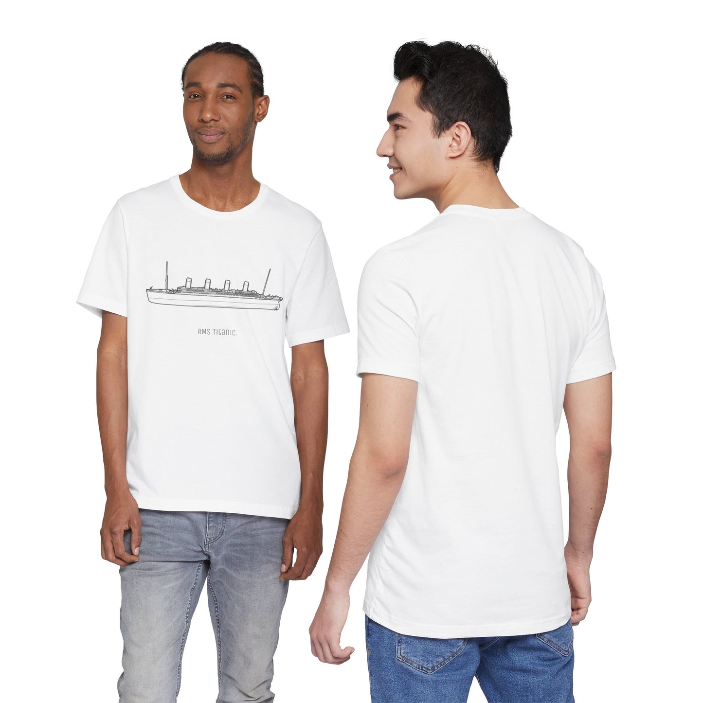 RMS Titanic Outline Tee — Minimal RMS Titanic Sketch T-Shirt