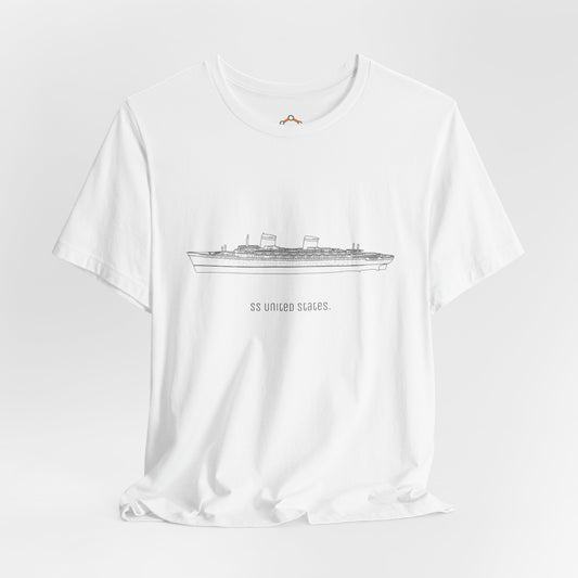 SS United States Sketch T-Shirt — Minimal Vintage Ship Illustration Tee