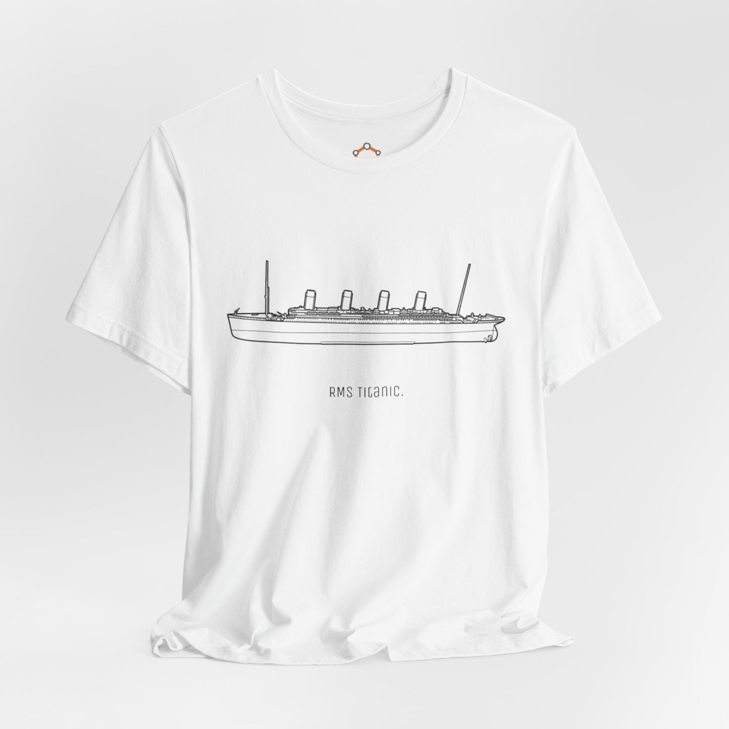RMS Titanic Outline Tee — Minimal RMS Titanic Sketch T-Shirt