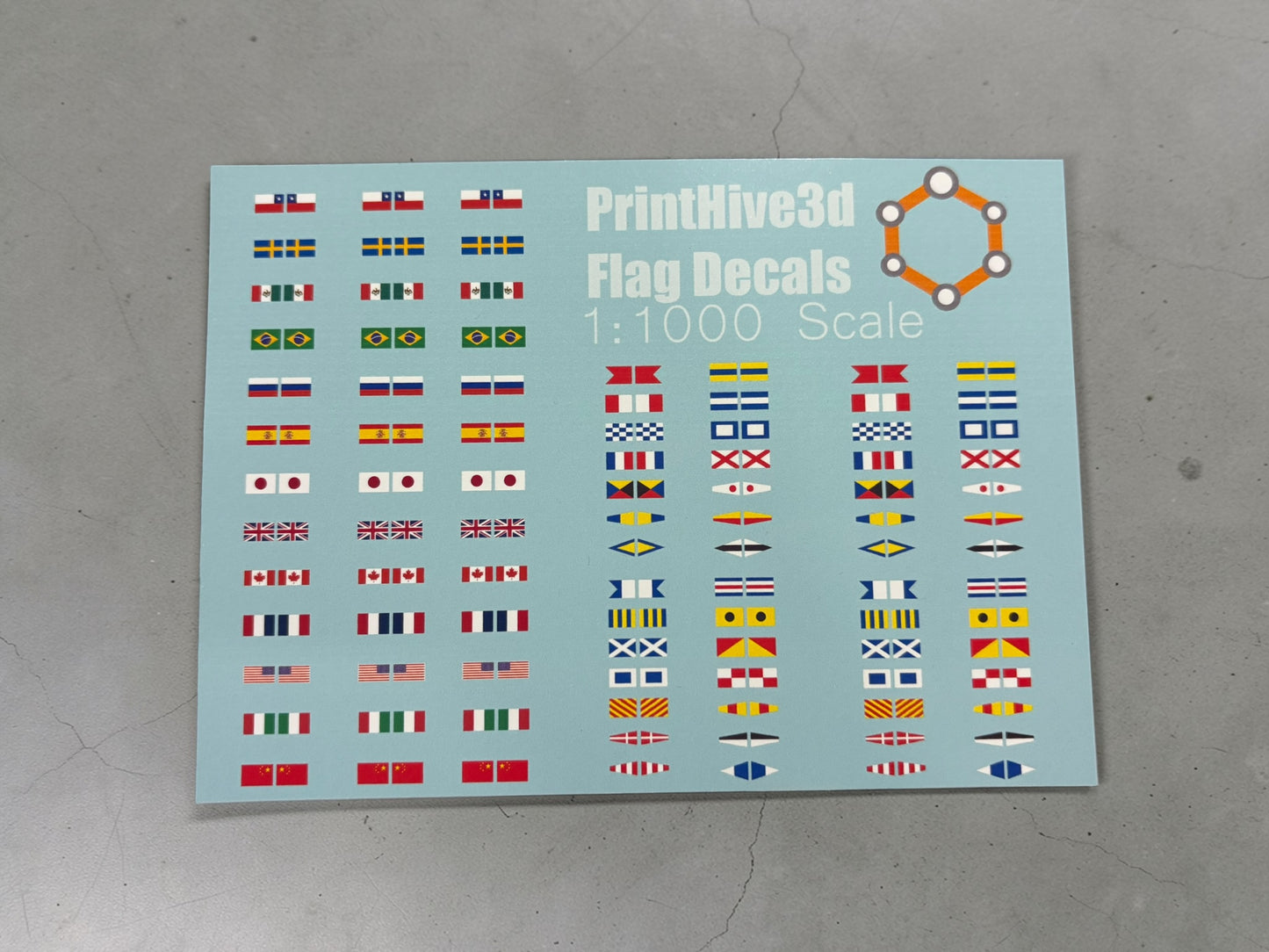 1:1000 Model Ship Flag Decals