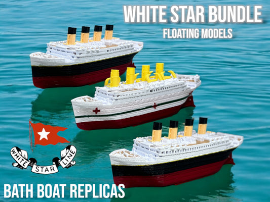 Majestic White Star Line Floating Boat Bundle - Titanic, Britannic, Olympic, Bathtub Toys