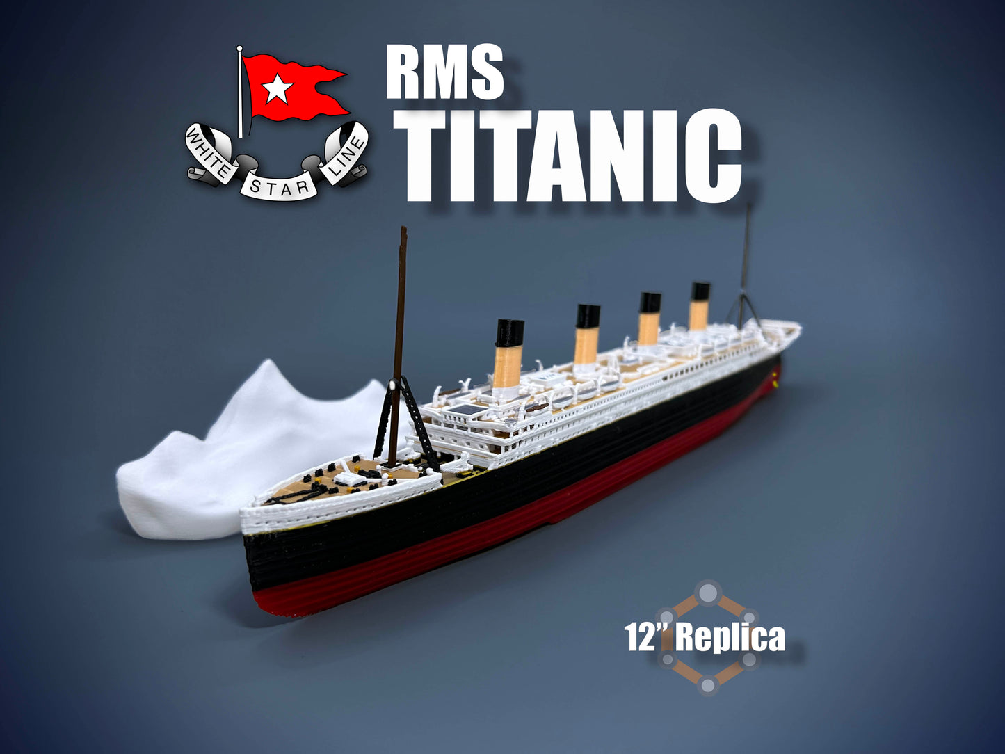 12” RMS Titanic Replica With Iceberg